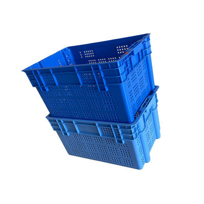 cajón apilable 600x400 de los mariscos del HDPE azul 2Kg resistente para el mercado