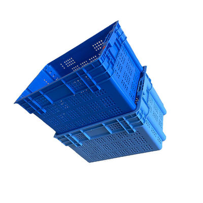 cajón apilable 600x400 de los mariscos del HDPE azul 2Kg resistente para el mercado