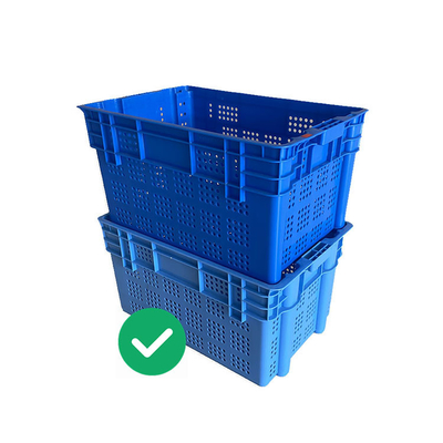 Resistente ULTRAVIOLETA dinámico encajable de la carga 50Kg de los cajones de plástico de la comida del HDPE